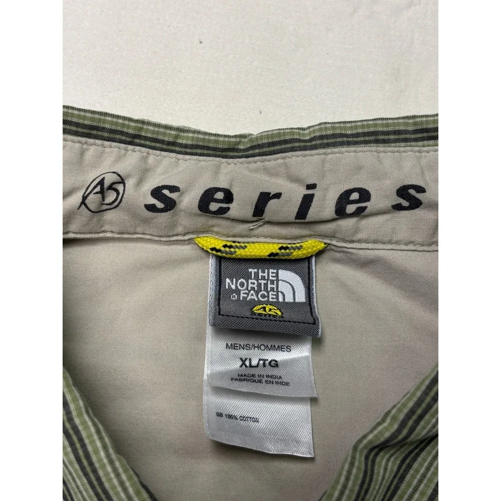 The North Face A Series Mens XL Plaid Short‎ Sleeve Button Up Shirt Green Cotton